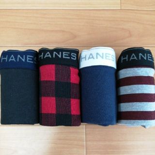 ヘインズ(Hanes)のL　赤チェック　ヘインズ　ボクサーパンツ4枚(ボクサーパンツ)