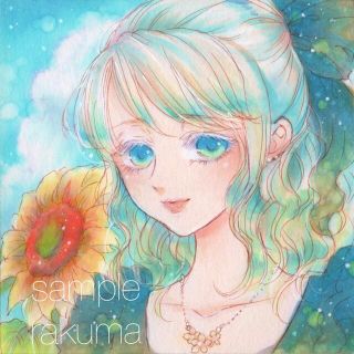 手描きイラスト　創作　向日葵(アート/写真)