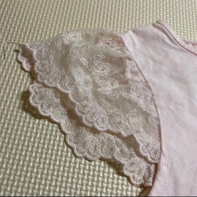 mezzo piano(メゾピアノ)のメゾピアノ　トップス　130 ピンク　レース　ビジュー　花 キッズ/ベビー/マタニティのキッズ服女の子用(90cm~)(Tシャツ/カットソー)の商品写真