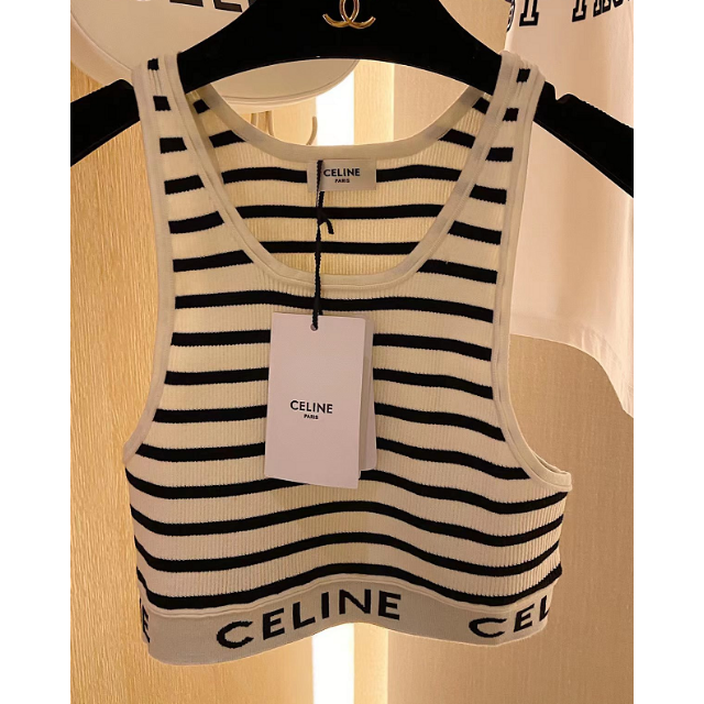 ボーダーのceline ロゴ タンクトップ 【プレミアム】 chateauduroi.co