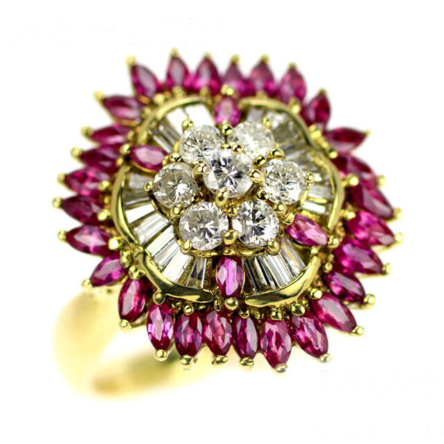 豪華 ダイヤモンド×ルビー リング K18YG 1.33ct 0.71ct 13.9g elipd.org