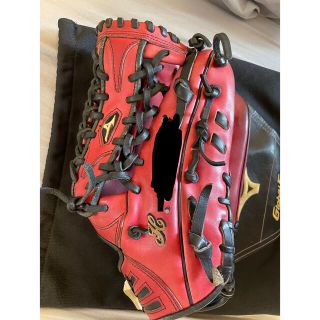 ミズノ(MIZUNO)の【中古/定価4万程】ミズノ　グローバルエリート　外野手用イチローモデル　赤黒(グローブ)