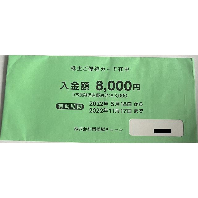 西松屋 株主優待カード 8,000円分 送料無料