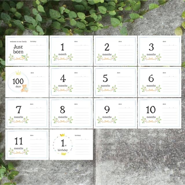 ごろー様専用　L判コメント欄付きマンスリーカード  月齢カード　お名前カード キッズ/ベビー/マタニティのメモリアル/セレモニー用品(アルバム)の商品写真
