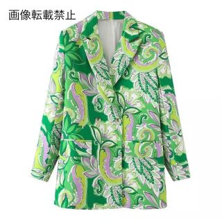 👒8月新作🏝8790◇green vintage レトロ 柄 ジャケット(テーラードジャケット)
