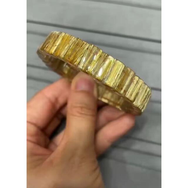 ⭐︎【天然】ゴールドタイチンルチル クォーツ ブレスレット バングル