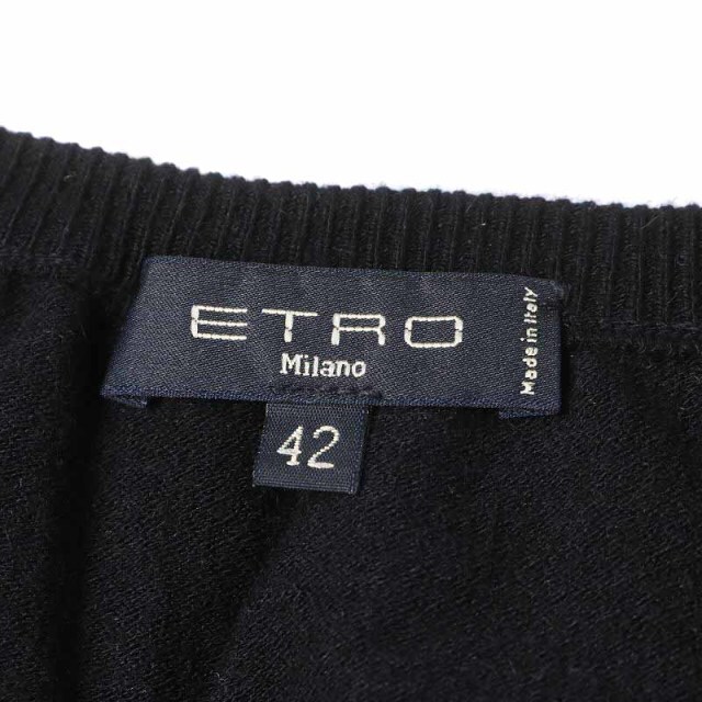 ETRO(エトロ)のエトロ ニット カットソー カシュクール シルク混 切替 七分袖 42 M 黒 レディースのトップス(ニット/セーター)の商品写真