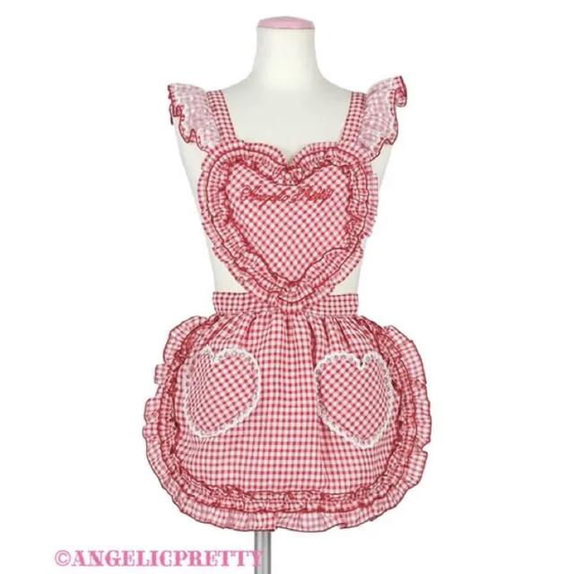 Angelic Pretty(アンジェリックプリティー)のHeartギンガム フリルエプロン  レディースのレディース その他(その他)の商品写真