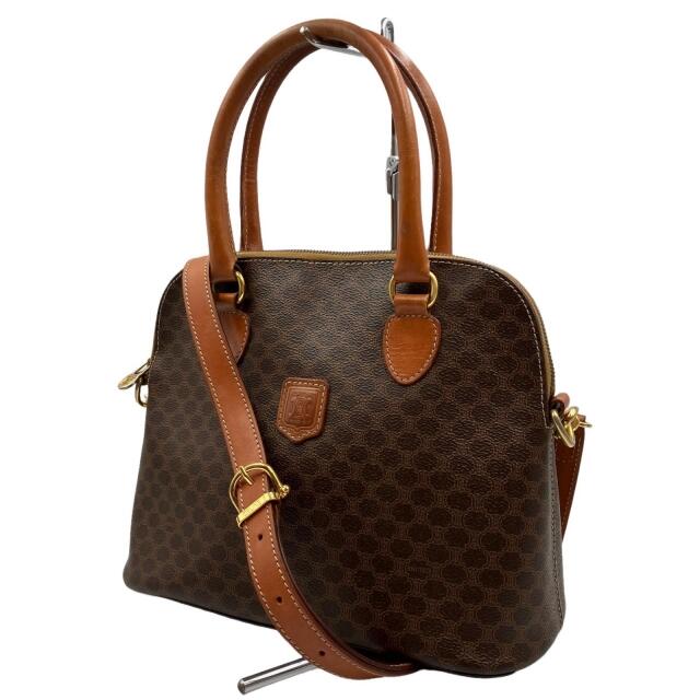 CELINE セリーヌ マカダム柄 ハンドバッグ 2WAY PVCレザー ブラウン系