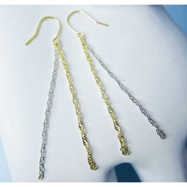 K18 pt850 プラチナ ロングピアス コンビピアス | napierhearing.org.nz
