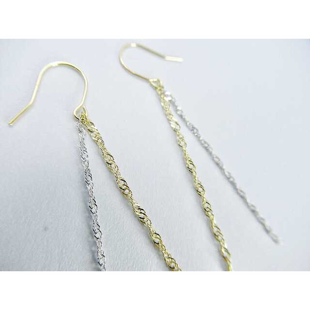 K18 pt850 プラチナ ロングピアス コンビピアス | napierhearing.org.nz