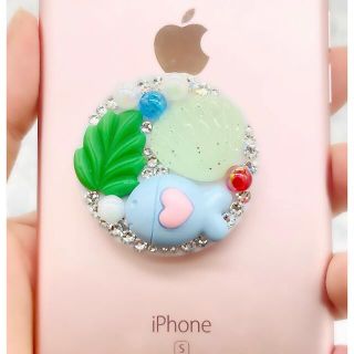 スワロフスキー　海 夏 デコ　スマホリング　スマホグリップ　ハンドメイド　宝石2(iPhoneケース)