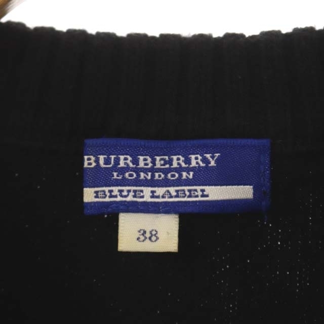 BURBERRY BLUE LABEL(バーバリーブルーレーベル)のバーバリーブルーレーベル ニットベスト プルオーバー ハーフジップ 38 黒 レディースのトップス(ベスト/ジレ)の商品写真