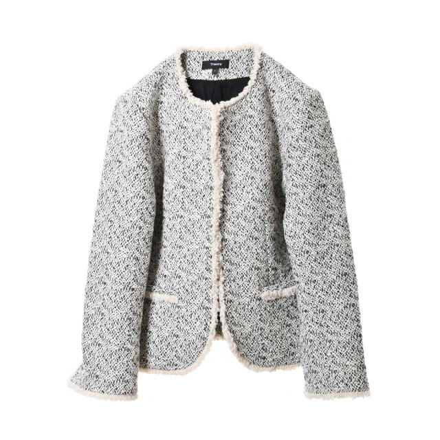 theory BAMBOO TWEED FEMININE ノーカラー ジャケット