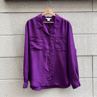 USED US古着 無地 シルクシャツ 開襟 SELLECCA vintage(シャツ/ブラウス(長袖/七分))