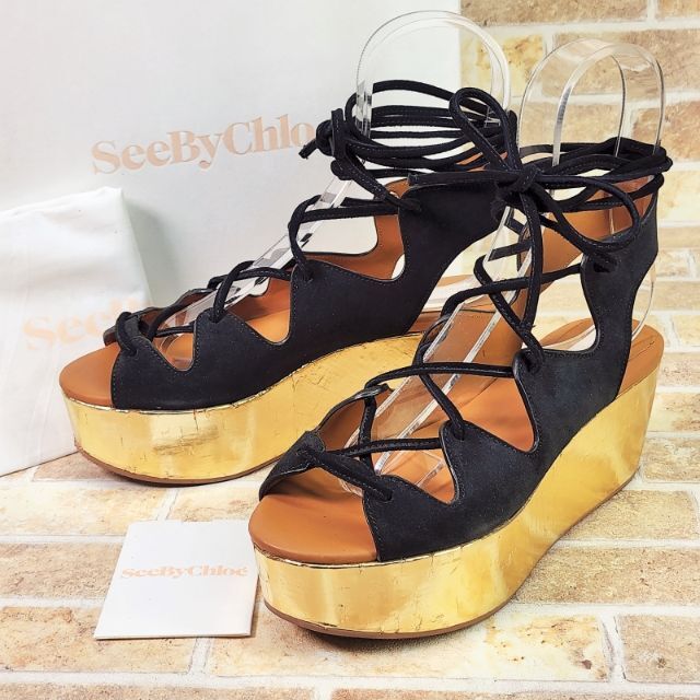 SEE BY CHLOE - シーバイ クロエ ☆ 厚底 レースアップ サンダル 37