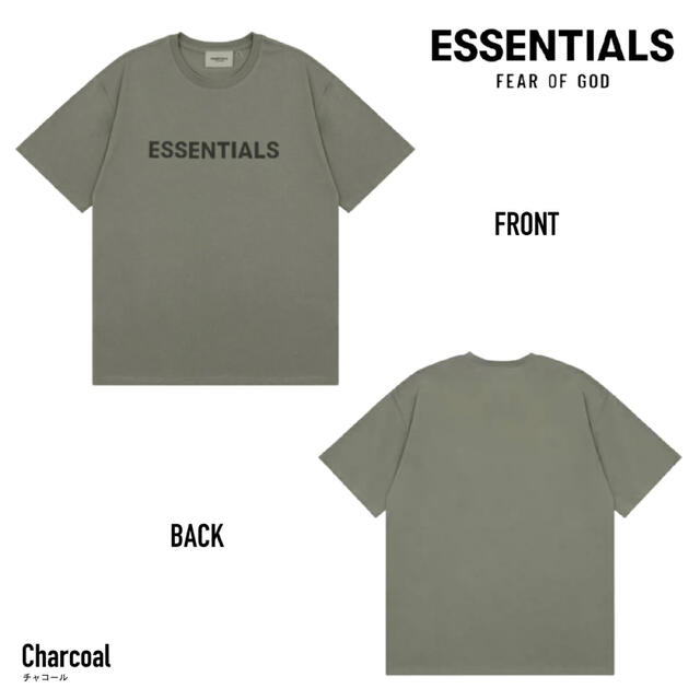 FOG ESSENTIALS 3DシリコンアップリケボクシーTシャツLチャコール