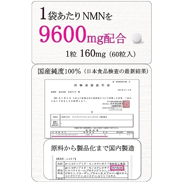 NMN 高純度 99.9% 疲労回復 長寿 未使用 最新 60粒 高級 新品