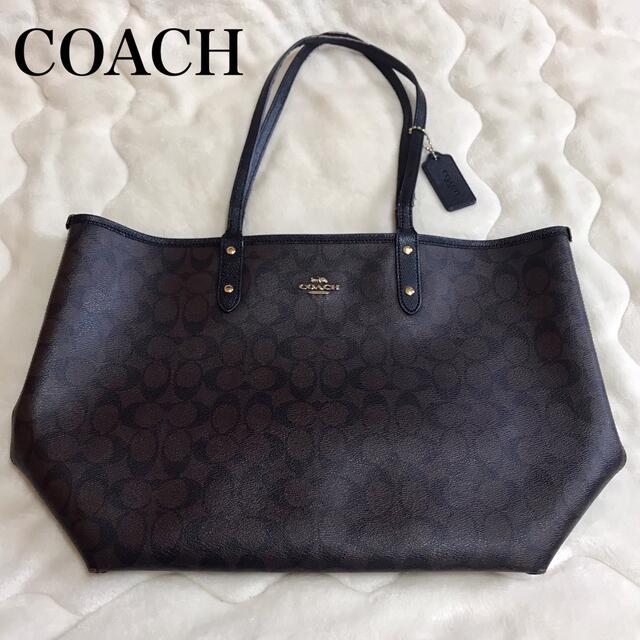 COACH ハンドバッグ トートバッグ ブラウン シグネチャー A4可能 PVC