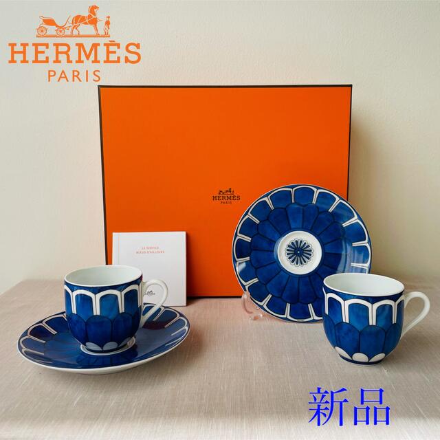 配送員設置 HERMES - Hermes エルメス 100ml コーヒーカップ&ソーサー ブルーダイユール グラス/カップ