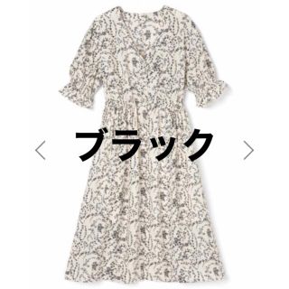 グレイル(GRL)の値下げ♡GRL バックプリーツ花柄ワンピース 黒 美品 春 夏 ガウン 羽織り(ロングワンピース/マキシワンピース)