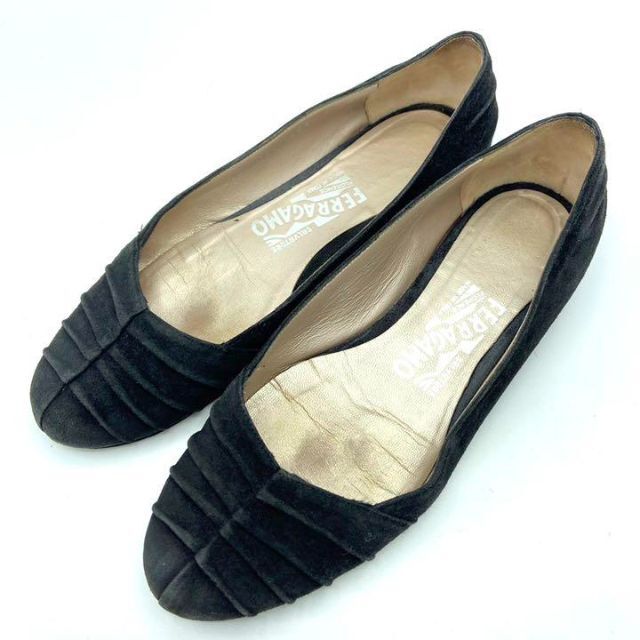 Salvatore Ferragamo - フェラガモ フラットシューズ 23 黒 スエード