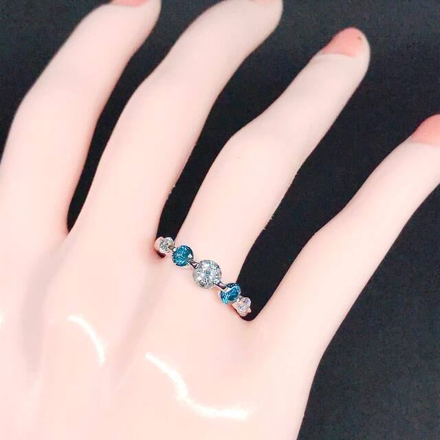 1.00ct ブルーダイヤモンド ハーフエタニティ リング PT900 1ct レディースのアクセサリー(リング(指輪))の商品写真