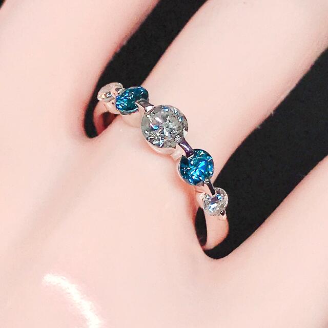 1.00ct ブルーダイヤモンド ハーフエタニティ リング PT900 1ct レディースのアクセサリー(リング(指輪))の商品写真