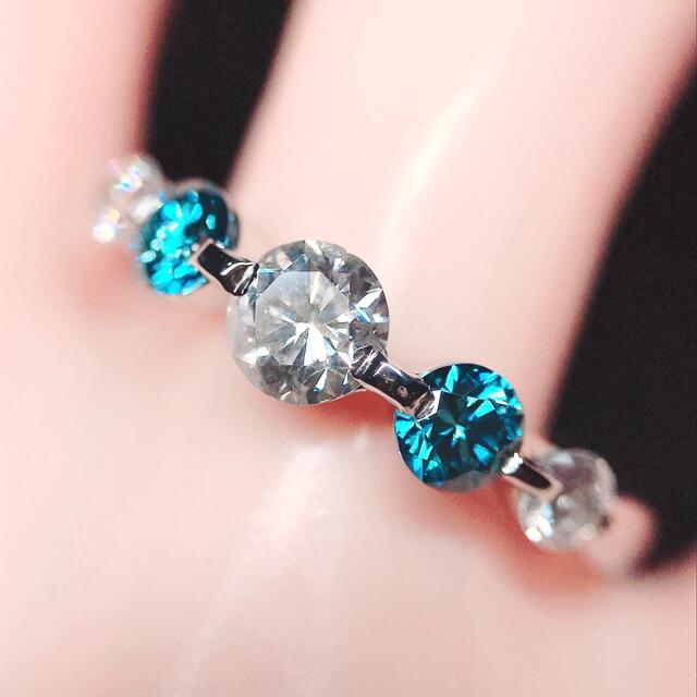 1.00ct ブルーダイヤモンド ハーフエタニティ リング PT900 1ct レディースのアクセサリー(リング(指輪))の商品写真