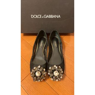 ドルチェアンドガッバーナ(DOLCE&GABBANA)のドルチェ&ガッパーナ　フラットシューズ　35 1/2 ビジュー　(ハイヒール/パンプス)