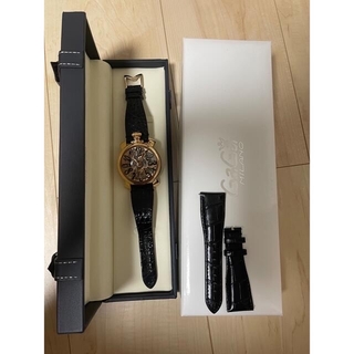 ガガミラノ(GaGa MILANO)のgaga milanoマヌアーレ48mm 美品ピンクゴールド×ブラック(腕時計(アナログ))