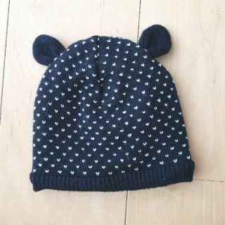 プチバトー(PETIT BATEAU)のPUTIT BATEAU プチバトー ニット帽 くま耳 ネイビー 47/49(帽子)