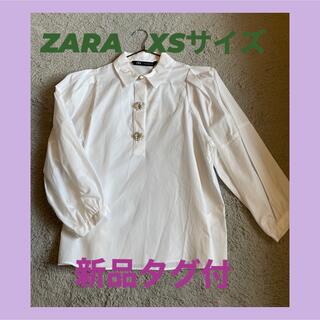 ザラ(ZARA)のZARA  バルーンスリーブ　ビジューボタンシャツ　ブラウス(シャツ/ブラウス(長袖/七分))