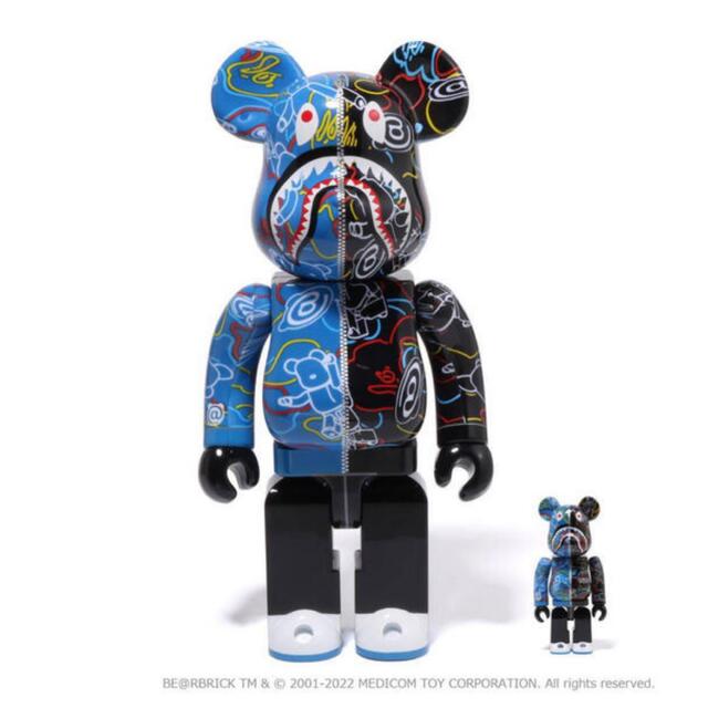 A BATHING APE(アベイシングエイプ)のBAPE BE@RBRICK LINE CAMO SHARK 100％&400％ エンタメ/ホビーのフィギュア(その他)の商品写真