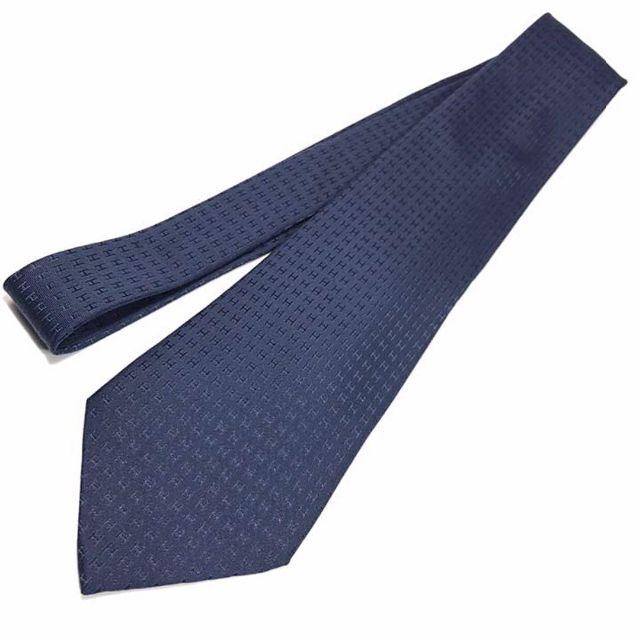 極美品 箱付 エルメス ネクタイ ファソネ H織りタイ 8CM マリン