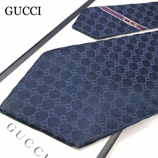 GUCCI グッチ GGパターン GG柄 クレスト シェリーライン シルクタイ