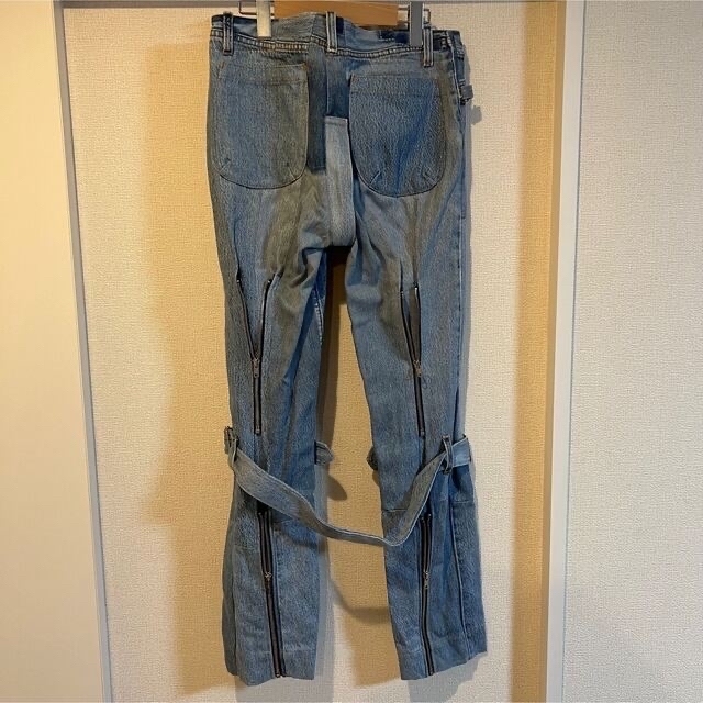 UNUSED(アンユーズド)のUNUSED USA Levi’s デニム ボンテージ レザー ライダース  メンズのパンツ(デニム/ジーンズ)の商品写真