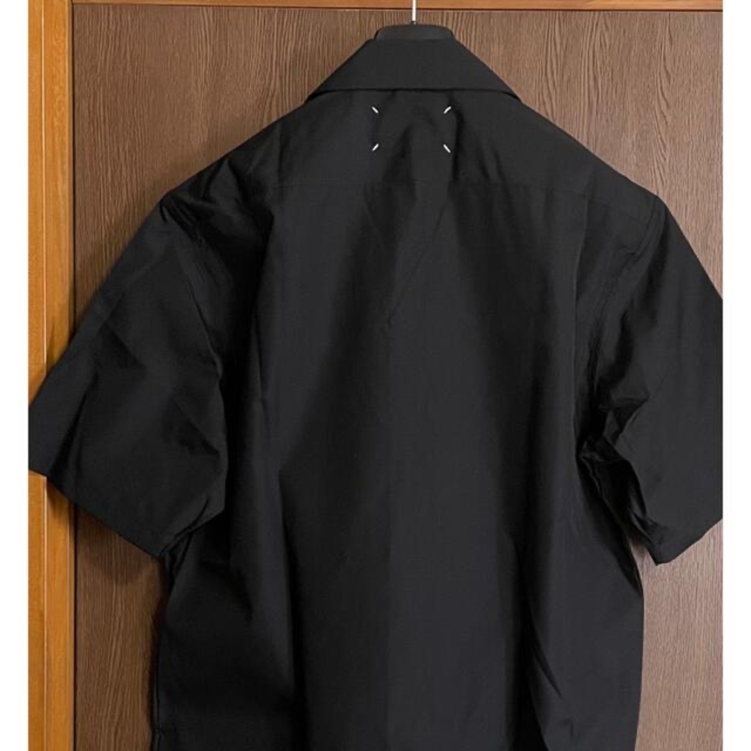 黒39新品 メゾン マルジェラ パンチホール 半袖 シャツ メンズ ブラック