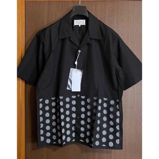 マルタンマルジェラ(Maison Martin Margiela)の黒39新品 メゾン マルジェラ パンチホール ポプリン 半袖シャツ ブラック(Tシャツ/カットソー(半袖/袖なし))