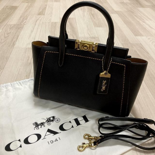 【高級】COACH トループキャリオール ハンドバッグ レザー 2WAY 肩掛け