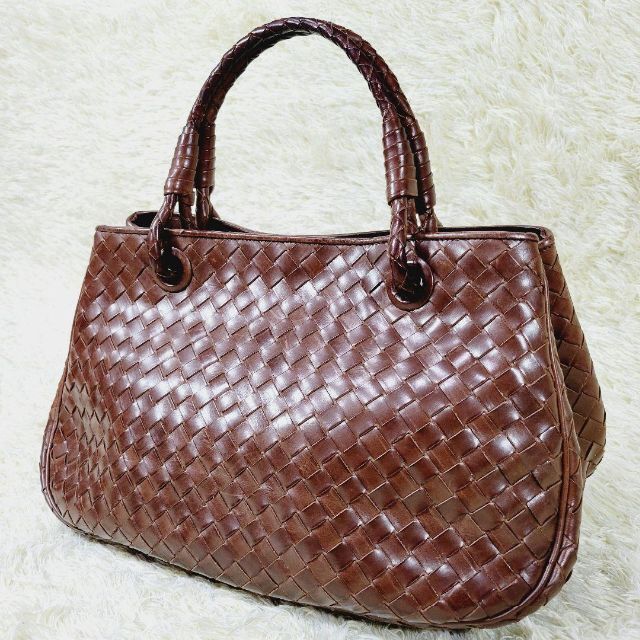 美品 BOTTEGA VENETA サッチェル ハンドバッグ ブラウン 茶色