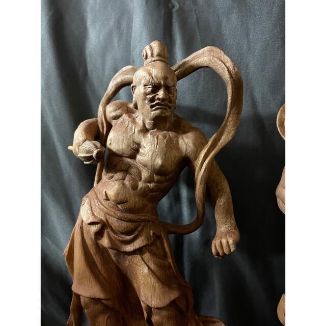 極上品　仏教工芸品　一刀彫　総楠材　木彫仏像　金剛力士像　仁王像