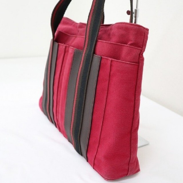 Hermes(エルメス)のHERMES  トロカホリゾンタル トートバッグ 赤 フランス製 コットン100 レディースのバッグ(トートバッグ)の商品写真