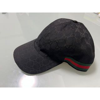 グッチ(Gucci)の【美品】GUCCI グッチ キャップ ブラック 巾着袋付き(キャップ)