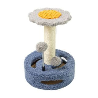 キャットタワー ミニ 猫タワー 爪とぎ機能 組立簡単 転倒防止 ブルー×グレー(猫)