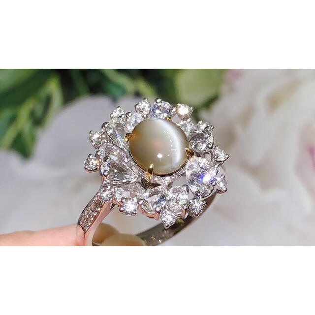 初売り】 ダイヤ キャッツアイ 天然サイモフェン リング1.61ct ¥ k18