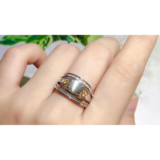 天然サイモフェン キャッツアイ ダイヤ リング1.89ct k18 ¥-silversky ...