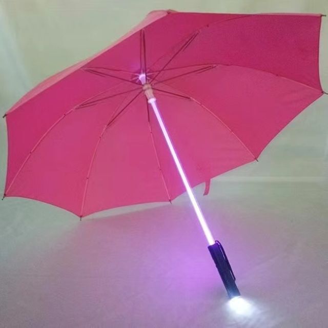 光る雨傘 LEDライト 傘 発光 点灯 点滅 グリップ 女性 男性 ピンク 3