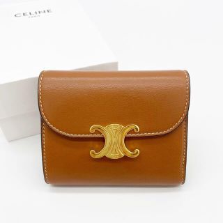 セリーヌ(celine)の〘 極美品 〙セリーヌ 折り財布 トリオンフ フラップ 箱・保存袋付き(財布)