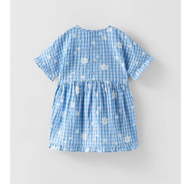 ZARA KIDS(ザラキッズ)の新品未使用タグ付き　zara kids  フラワーギンガムチェックワンピ　98 キッズ/ベビー/マタニティのキッズ服女の子用(90cm~)(ワンピース)の商品写真